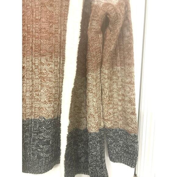 LETY&ME NWT Hooded, Open Front, Sherpa Lined, Cardigan Sweater Jacket Size Med - Picture 7 of 10